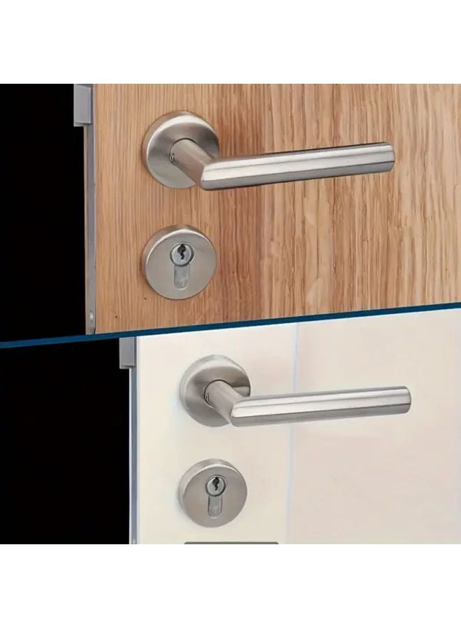 Stainless Steel Door Handle Kit Silvery L Shaped Cylinder For Indoor Office Basement - Image 5