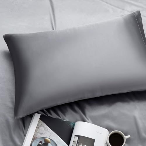 RAGGLE Set of 4 Satin Silk Pillowcase for Hair and Skin Standard Size 18"X 28" with Soft Breathable Smooth Cooling Pillow Covers for Sleeping or Pillow Protector (4, Gray) - Image 5