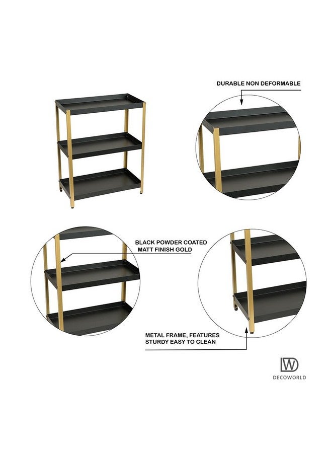 DECOWORLD || 3 Tier Multipurpose Countertop Organizer Rack || Multishelf Storage Stand for Kitchen, Bathroom or Dressing table|| Spice Rack,Cosmetics Organizer or Bathroom Organizer (Black & Golden) - Image 4