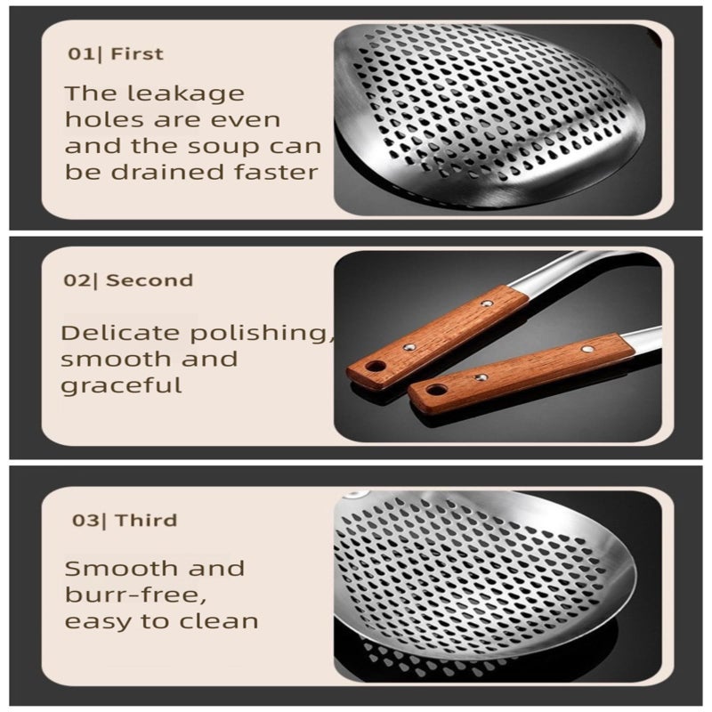 ANMIOU Stainless Steel Colander Strainer Pasta Food Noodle Grease Drain Fine Mesh Metal Kitchen Universal Clip on Spider Handle - Image 4