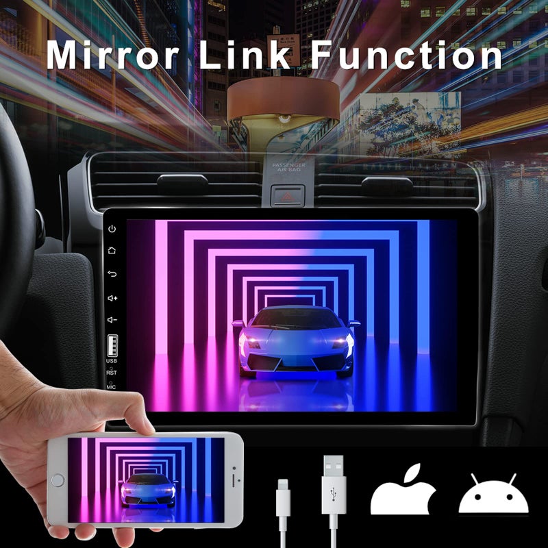 Camecho Single Din Car Stereo with Bluetooth 9 Inch HD Touch Screen Car Stereo with Backup Camera + External Microphone + FM MP5 Player Car Audio Receivers Support Mirror Link SWC USB EQ Car Radio - Image 2