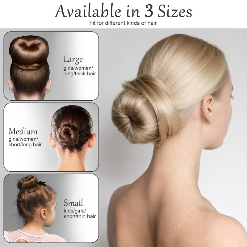 HOFASON Hair Bun Maker Donut 12 Pcs, Medium Sock Bun Doughnuts for Ballet Style Buns, Long Hair Accessories Bulk Ring Shaper for Women and Girls (Size M / 2.75 Inch, Brown) - Image 3