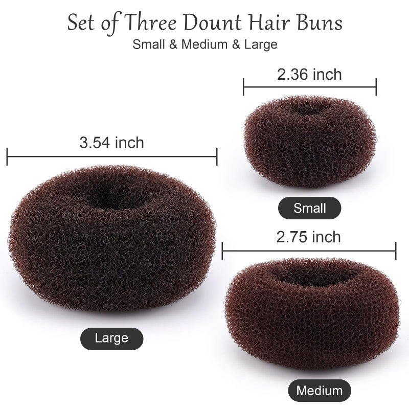 HOFASON Hair Bun Maker Donut 12 Pcs, Medium Sock Bun Doughnuts for Ballet Style Buns, Long Hair Accessories Bulk Ring Shaper for Women and Girls (Size M / 2.75 Inch, Brown) - Image 2