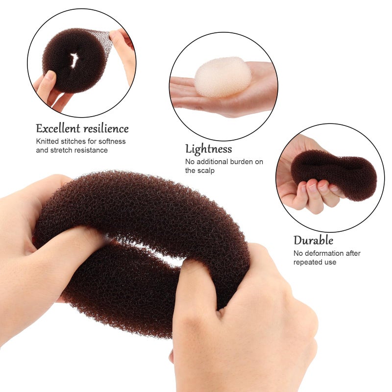 HOFASON Hair Bun Maker Donut 12 Pcs, Medium Sock Bun Doughnuts for Ballet Style Buns, Long Hair Accessories Bulk Ring Shaper for Women and Girls (Size M / 2.75 Inch, Brown) - Image 5