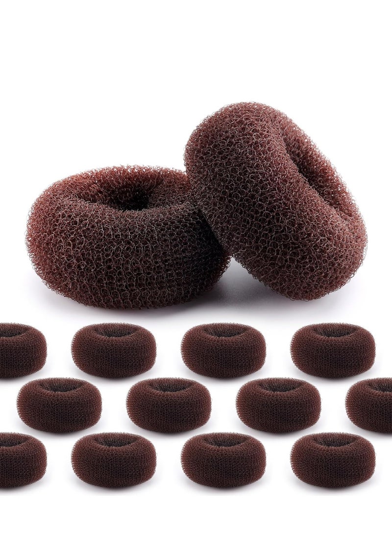 HOFASON HOFASON Hair Bun Maker Donut 12 Pcs, Medium Sock Bun Doughnuts for Ballet Style Buns, Long Hair Accessories Bulk Ring Shaper for Women and Girls (Size M / 2.75 Inch, Brown)  - Image 1