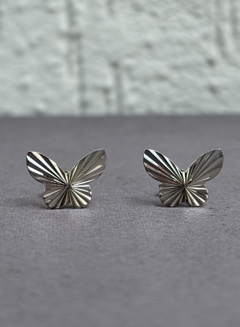Al Kasr Jewelry Butterfly Silver Earrings 925 - Plated Rhodium White Gold 18K - Image 4