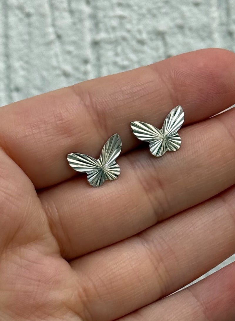 Al Kasr Jewelry Butterfly Silver Earrings 925 - Plated Rhodium White Gold 18K - Image 3