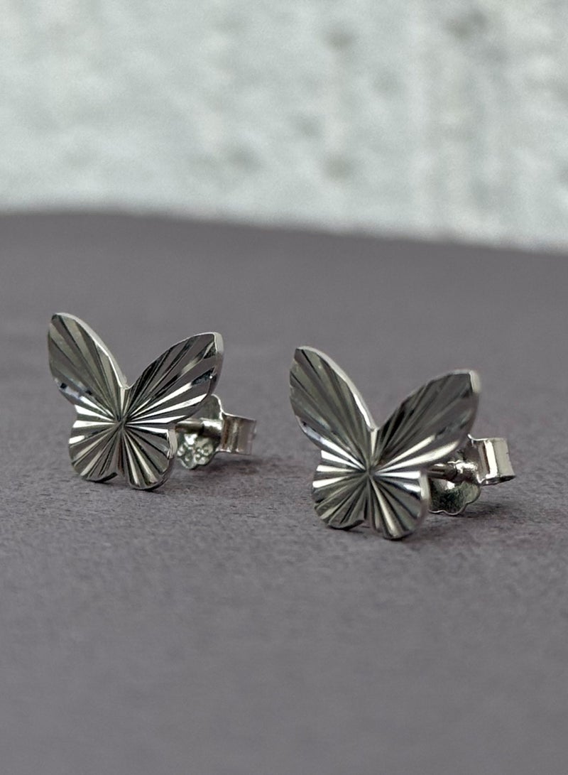Al Kasr Jewelry Butterfly Silver Earrings 925 - Plated Rhodium White Gold 18K - Image 2