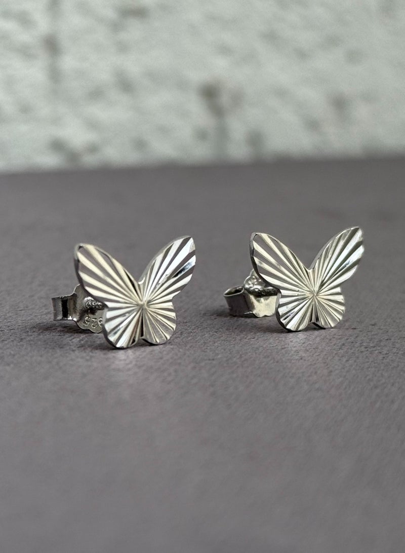 Al Kasr Jewelry Butterfly Silver Earrings 925 - Plated Rhodium White Gold 18K - Image 1