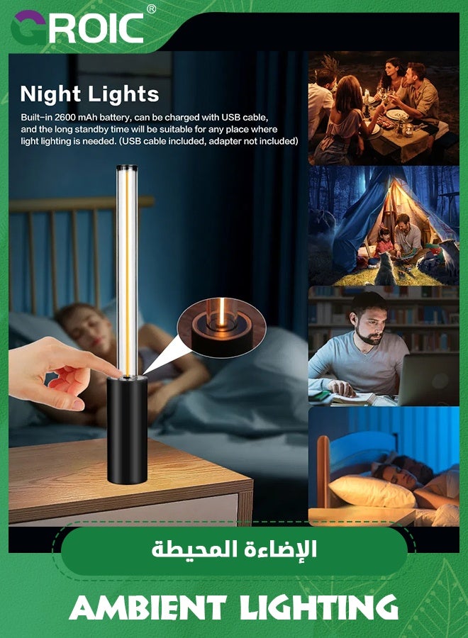 GROIC Breathing Atmosphere Light, Touch Acrylic Cordless Table Lamp with 3 Modes, Warm Light, Bedside Night Lights, USB Rechargeable Handheld Nightstand Lamp for Patio Garden  - Image 4