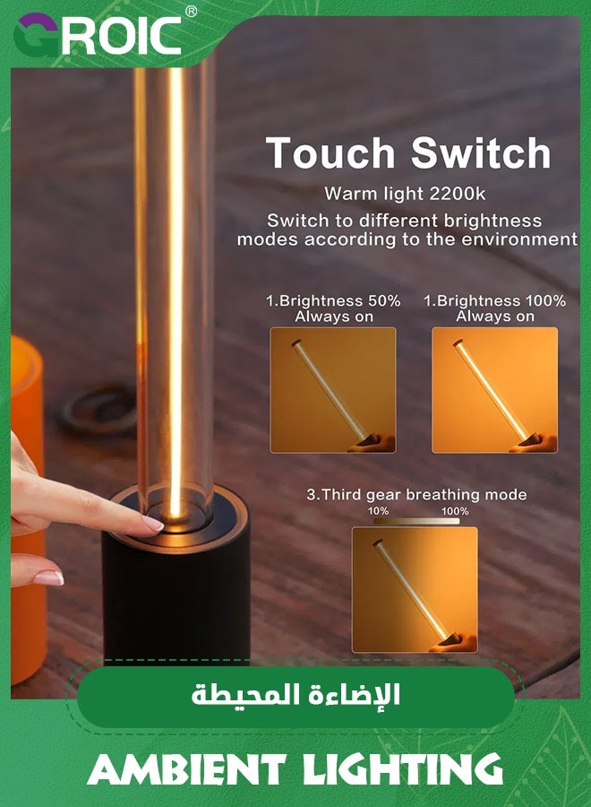 GROIC Breathing Atmosphere Light, Touch Acrylic Cordless Table Lamp with 3 Modes, Warm Light, Bedside Night Lights, USB Rechargeable Handheld Nightstand Lamp for Patio Garden  - Image 5