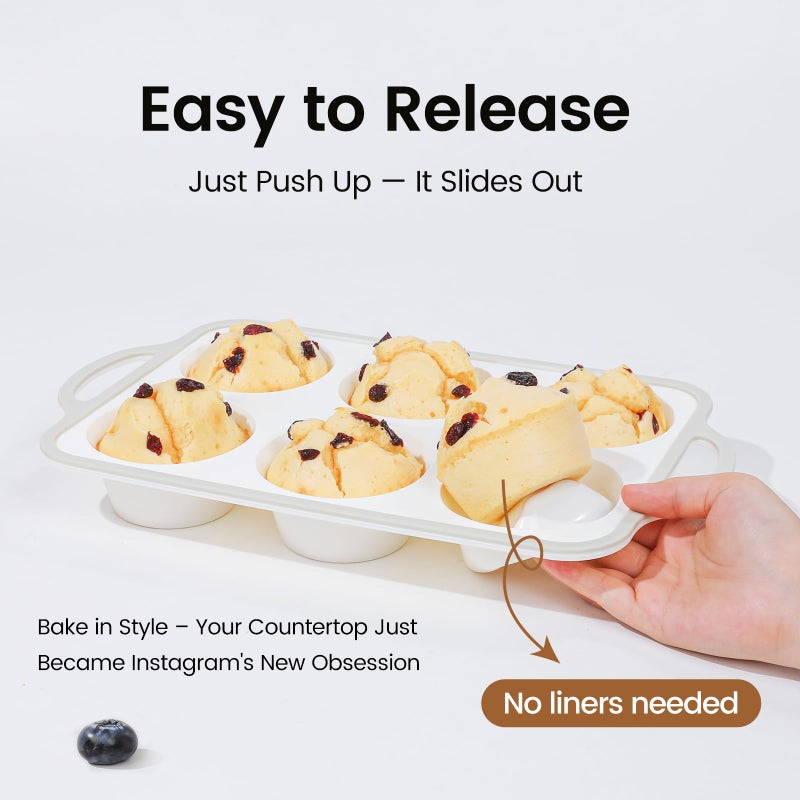 Fimary Silicone Mini Muffin Pan With Metal Reinforced Frame - 24 Cups Durable Silicone Cupcake Pan for Muffin, Cupcakes, BPA Free and Dishwasher Safe - 2 Piece Gray - Image 4