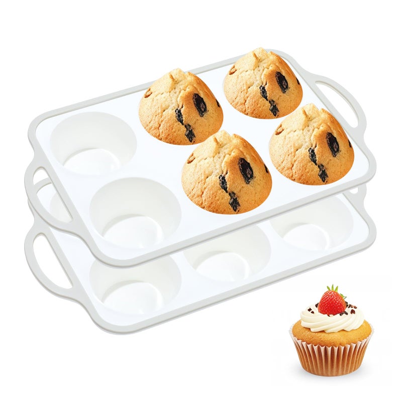 Fimary Silicone Mini Muffin Pan With Metal Reinforced Frame - 24 Cups Durable Silicone Cupcake Pan for Muffin, Cupcakes, BPA Free and Dishwasher Safe - 2 Piece Gray - Image 1