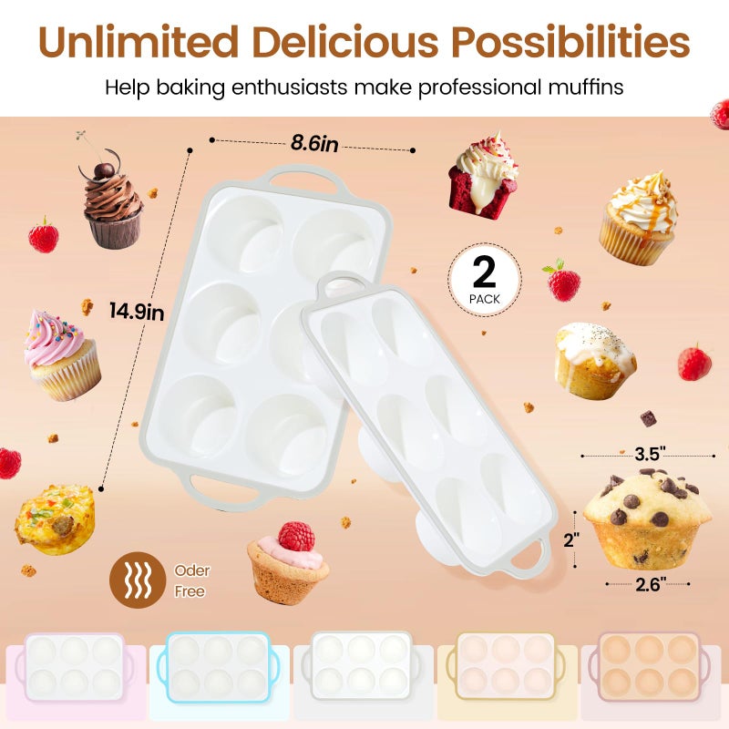 Fimary Silicone Mini Muffin Pan With Metal Reinforced Frame - 24 Cups Durable Silicone Cupcake Pan for Muffin, Cupcakes, BPA Free and Dishwasher Safe - 2 Piece Gray - Image 2