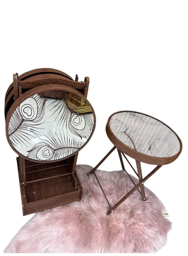 AL KHALDIYA 4-piece transparent foldable side service tables for an elegant and ideal home, suitable for serving