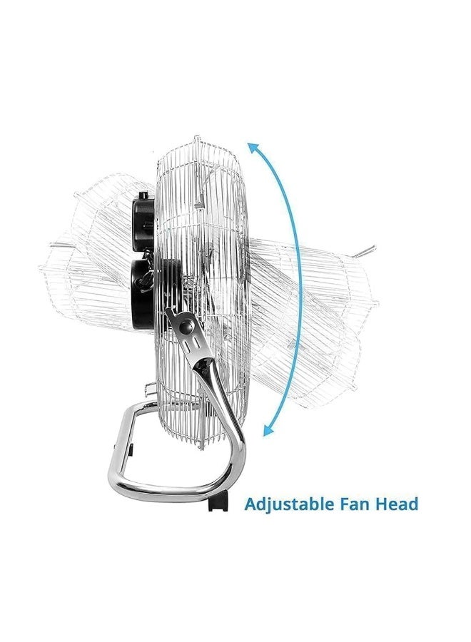 Powerstar Pedestal Fan – Chrome High Velocity Floor Fan with 3-Speed Settings & Tilting Feature for Home, Gym & Office (20 Inch) - Image 5