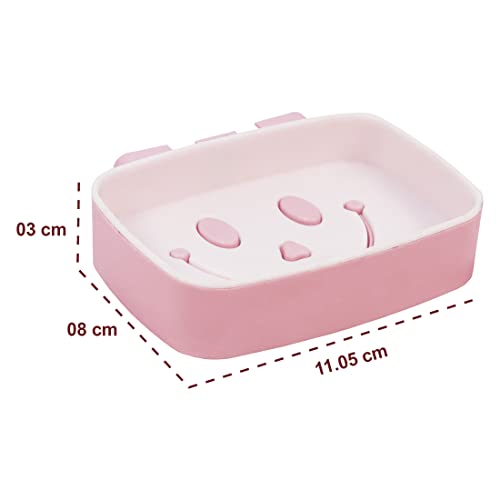 Klaxon Olennaa Self-Adhesive Waterproof Kitchen Bathroom Soap Holder (White & Pink) - Pack of 4 - Image 4