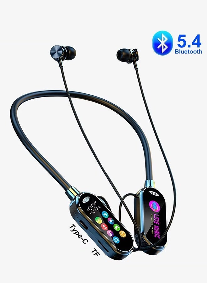 سماعات أذن لاسلكية بشاشة ملونة بتقنية بلوتوث وشاشة LED وصوت عالي الدقة، سماعات رياضية للألعاب، سماعات رأس تُعلق حول الرقبة - Image 1