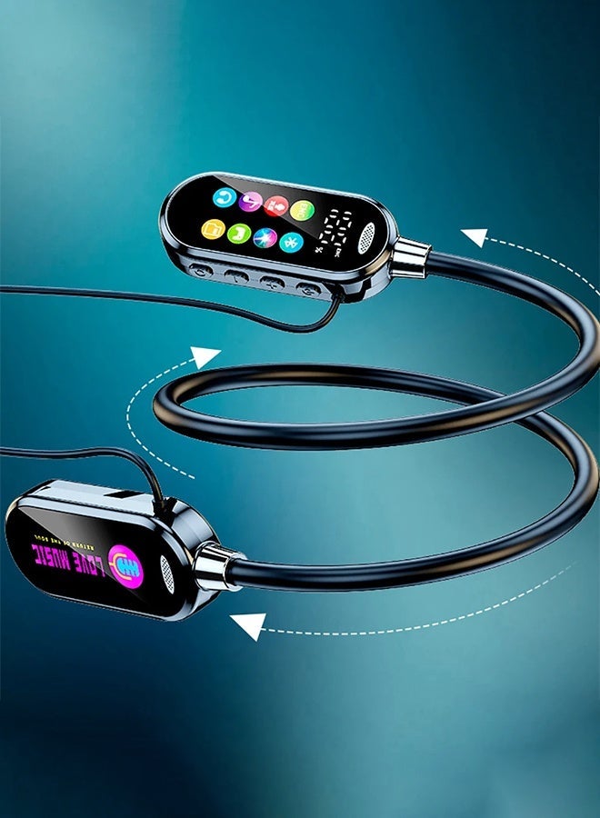 سماعات أذن لاسلكية بشاشة ملونة بتقنية بلوتوث وشاشة LED وصوت عالي الدقة، سماعات رياضية للألعاب، سماعات رأس تُعلق حول الرقبة - Image 2