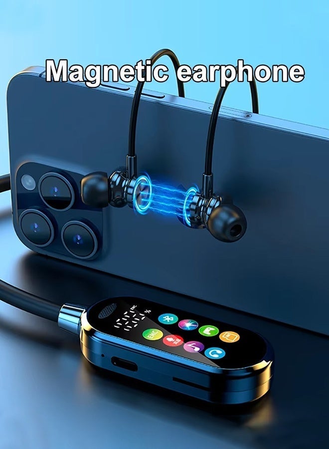 سماعات أذن لاسلكية بشاشة ملونة بتقنية بلوتوث وشاشة LED وصوت عالي الدقة، سماعات رياضية للألعاب، سماعات رأس تُعلق حول الرقبة - Image 4