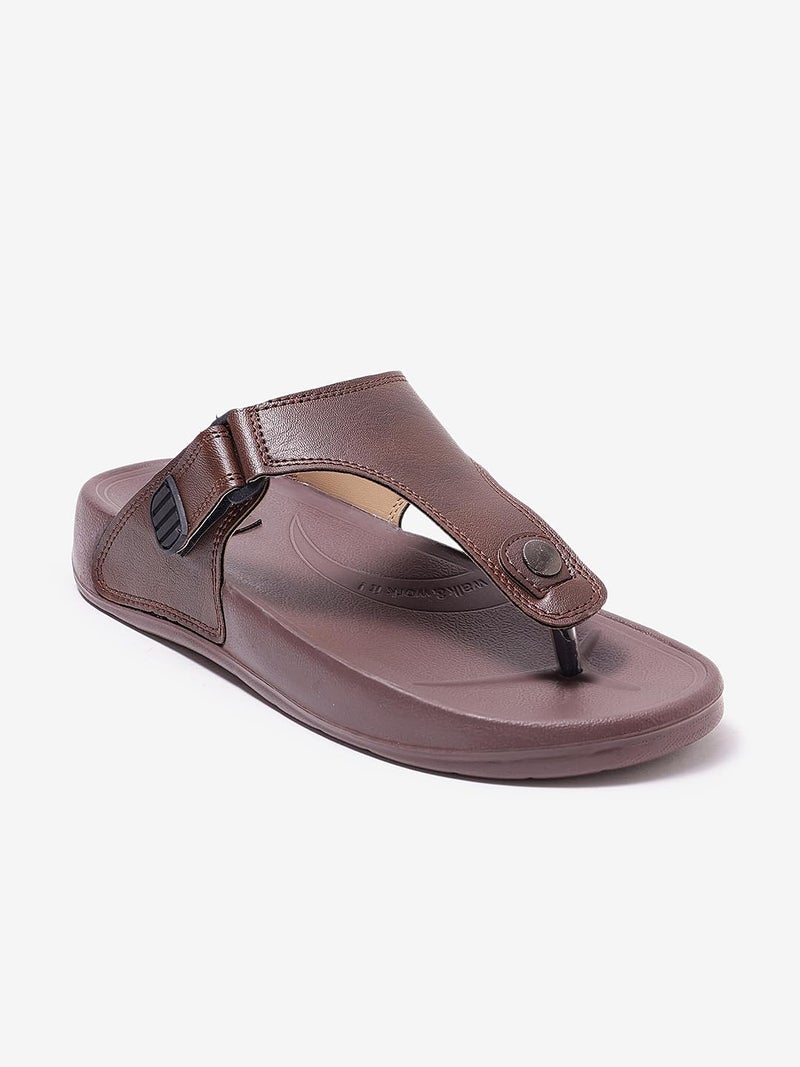 WELCOME Men's Flip Flops, Brown, GLF-21, 9 - Image 3