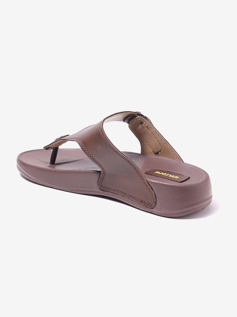 WELCOME Men's Flip Flops, Brown, GLF-21, 9 - Image 5