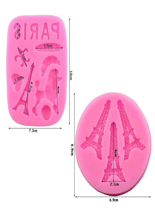 HiParty 2Pcs/Set Mini Size I Love Paris Fondant Molds, Eiffel Tower Poodle Silicone Fondant Mold for Cake Cupcake Sweet Treats Decorating Sugar Craft Gum Paste Chocolate Candy Polymer Clay Resin Mold - Image 2