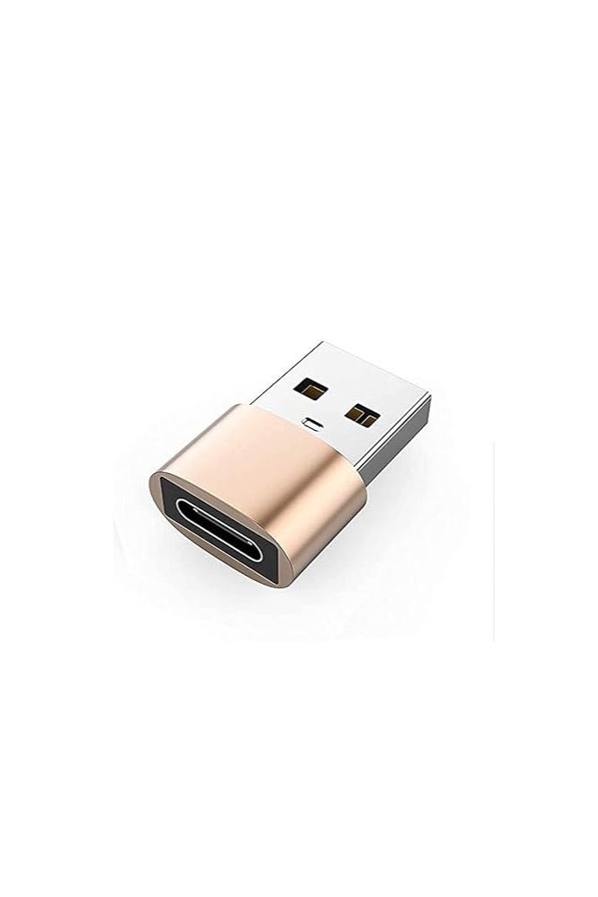 USB A to USB C Adapter – USB-C Female to USB-A Male – Gold  - Image 1