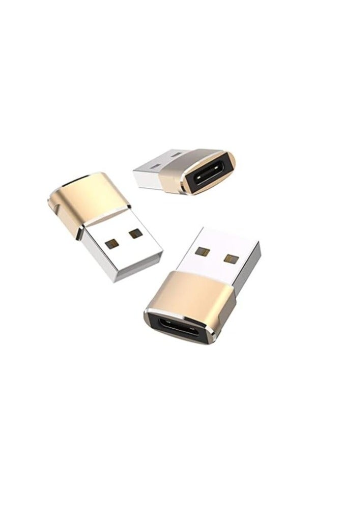 USB A to USB C Adapter – USB-C Female to USB-A Male – Gold  - Image 2