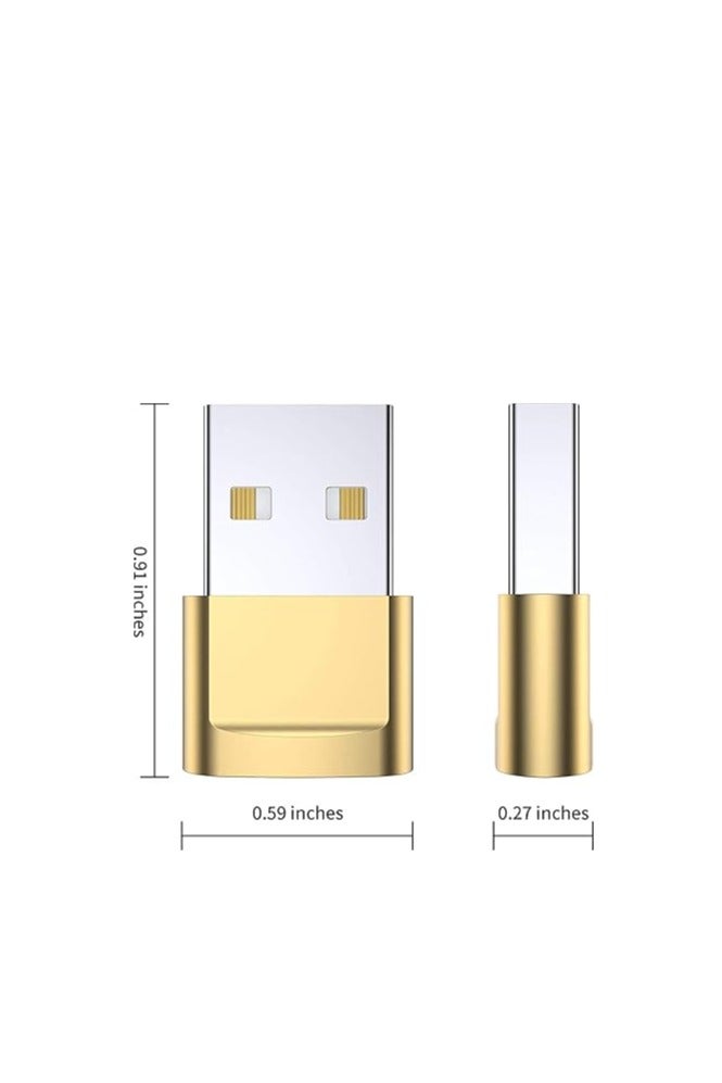 USB A to USB C Adapter – USB-C Female to USB-A Male – Gold  - Image 3