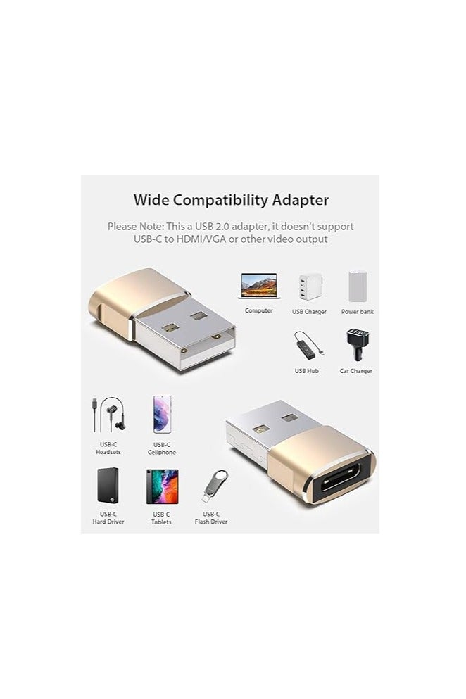 USB A to USB C Adapter – USB-C Female to USB-A Male – Gold  - Image 4