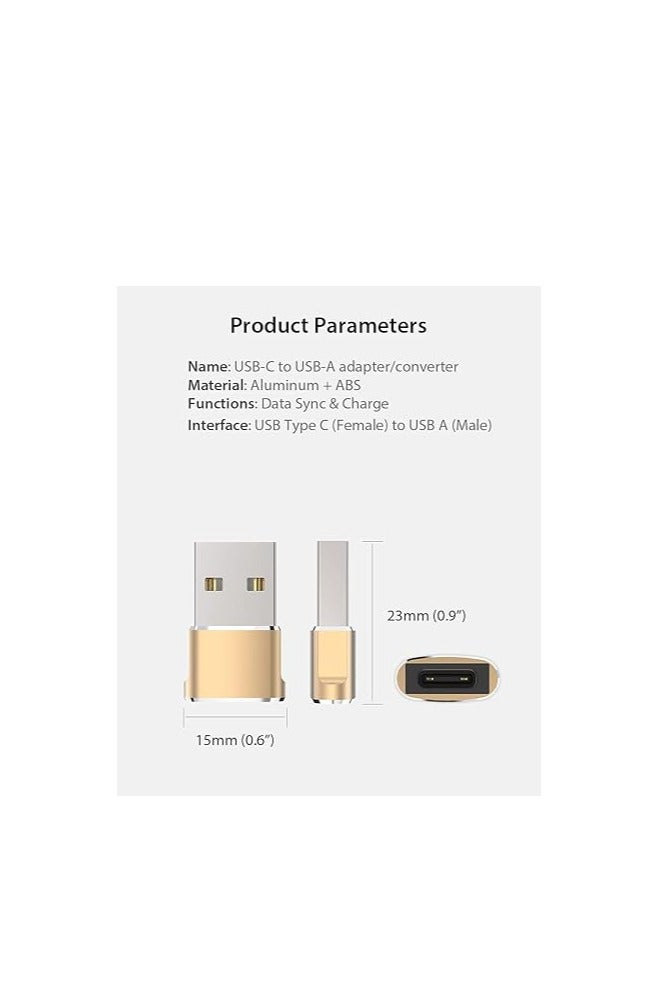 USB A to USB C Adapter – USB-C Female to USB-A Male – Gold  - Image 5