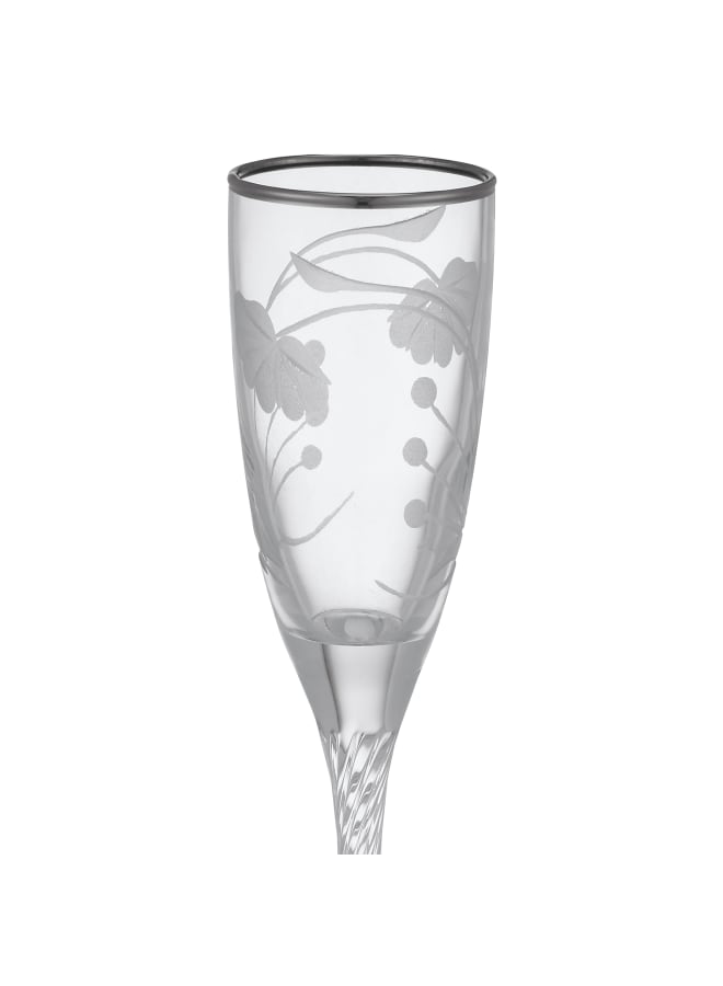 باساباتشي Decorated Flute Glass Set 6 Pieces - Silver - 150 - Glass silver 150ml - Image 3