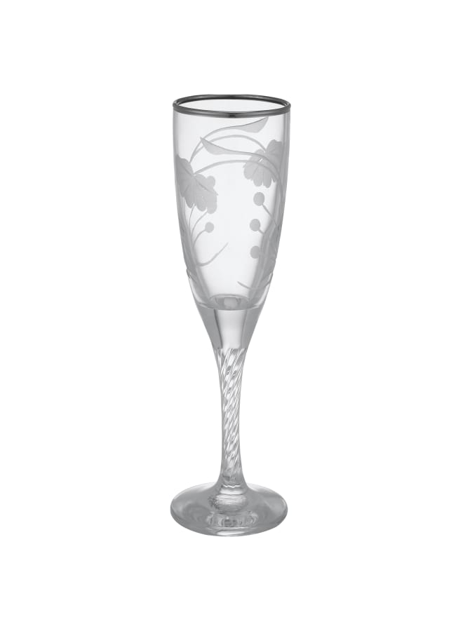 باساباتشي Decorated Flute Glass Set 6 Pieces - Silver - 150 - Glass silver 150ml - Image 2
