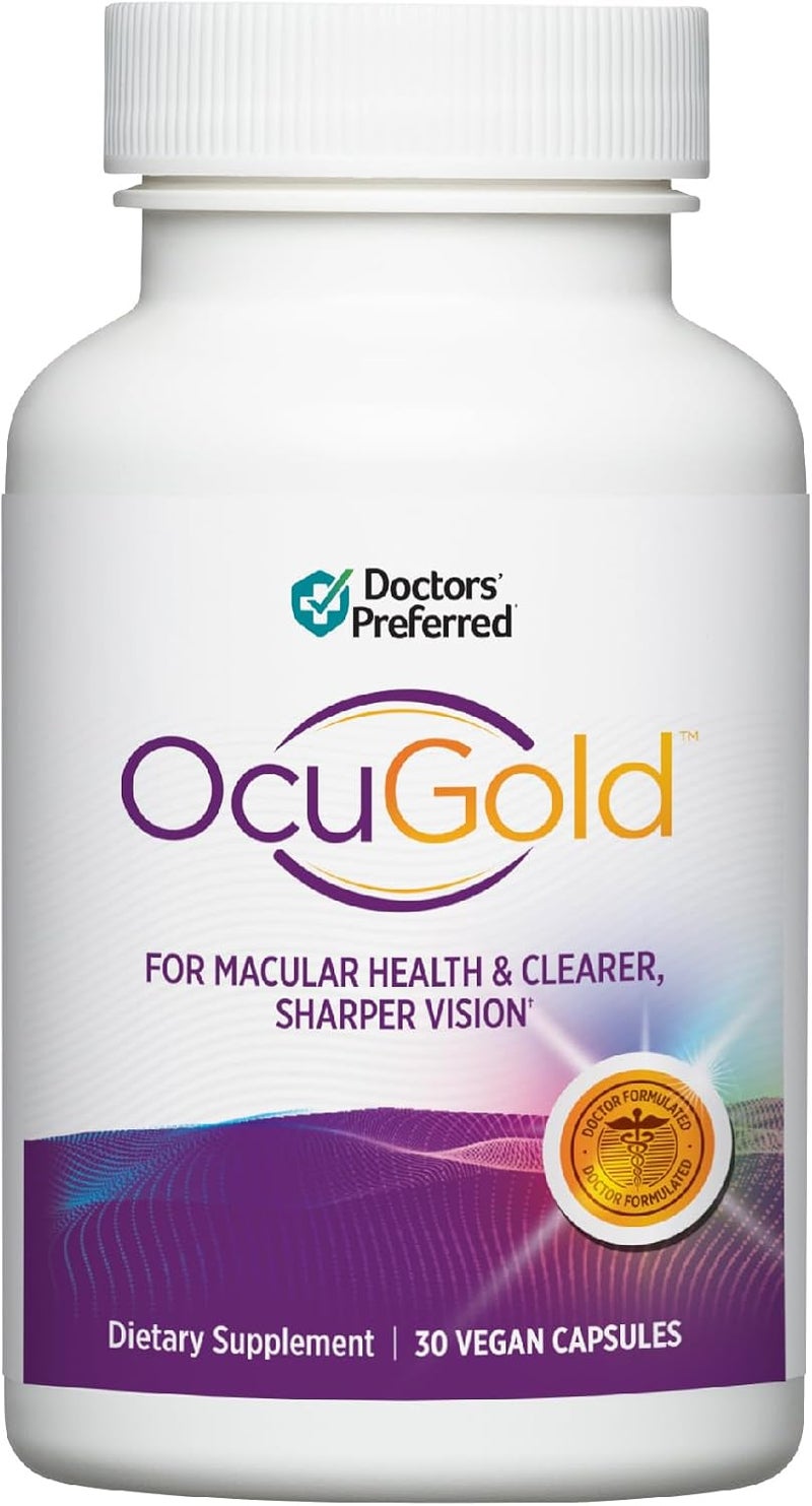 DOCTORS PREFERRED ClinicalGrade OcuGold Eye Vitamins with Lutein and Zeaxanthin for Macula  Retina Health Digital Eye Strain Eye Fatigue and Visual Performance  30 Vegan Capsules - Image 1