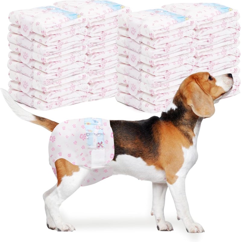FUNLIYING Disposable Dog Diapers Female 90 Count Puppy Diapers Female (Waist 13.4-19.7 in L) Super Absorbent Large Doggie Diapers for Heat Excitable Urination or Incontinence - Pink - Image 1