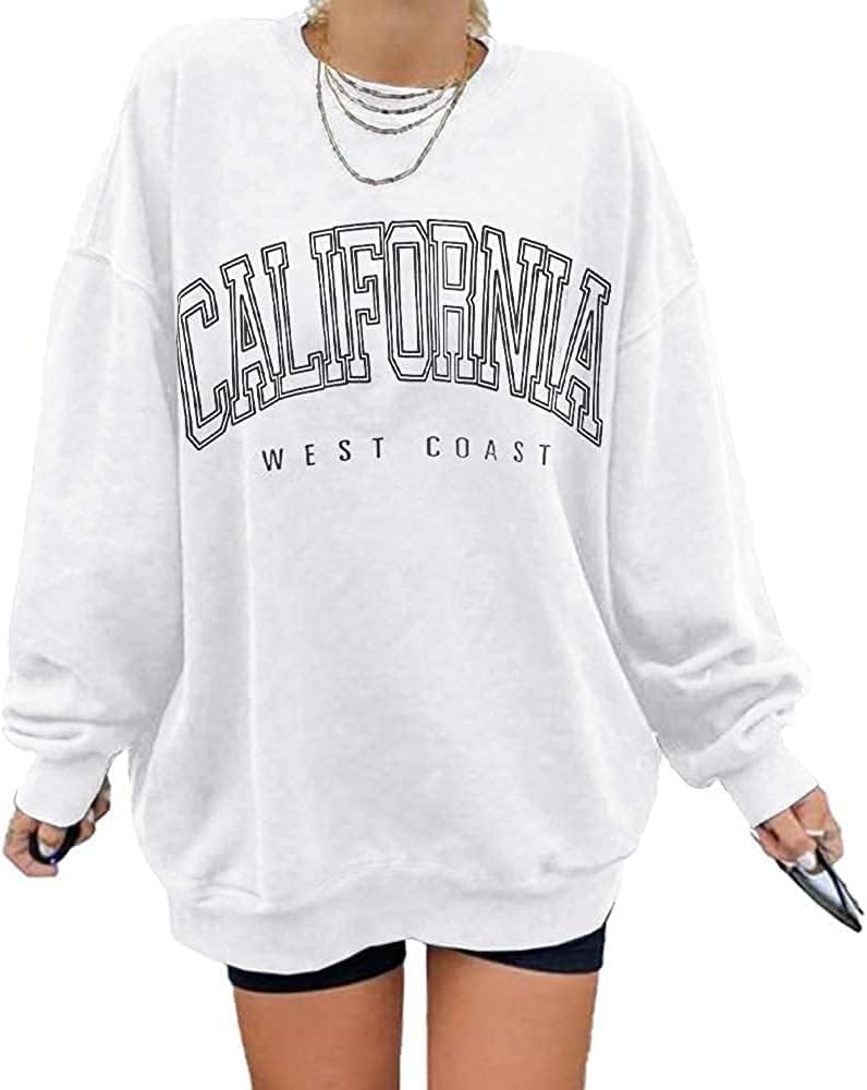 Langwyqu Womens Oversized Crewneck Long Sleeve Casual Loose Pullover Tops - Image 1