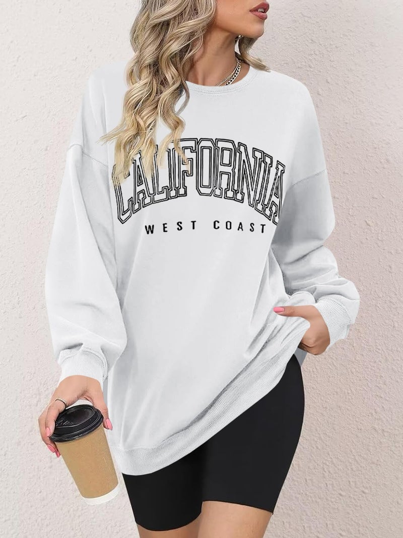 Langwyqu Womens Oversized Crewneck Long Sleeve Casual Loose Pullover Tops - Image 3