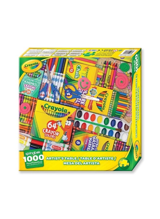 Springboks 1000 Piece Jigsaw Puzzle Crayola Artists Table  Made in USA - Image 3