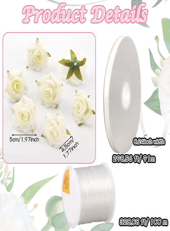 Glitinsel 50 Set Artificial Rose Hanging Flower Decorations DIY Flaoating Flower Garland Hanging Flowers from Ceiling Dangling White Rose Strings for Wedding Baby Shower Birthday Floral Party Decor - Image 3
