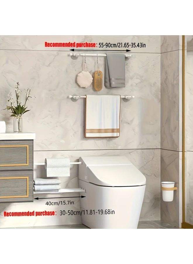 1pc Spring Loaded Retractable Metal Towel Bar No Drill Tension Mount Shower Curtain Rod In Wood Grain Color 27 56 To 47 24 Inch Bathroom Accessory For Curtains And Door Curtains - Image 2
