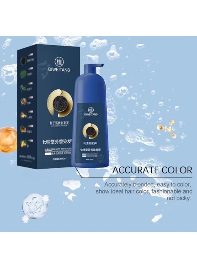 Qiweitang Hair Dye Shampoo, Caviar Protein Hair Dye Shampoo, Nourishing Plant-Based Hairs Coloring Cream, 2-In-1 Lasting Hairs Dyes Shampoos, for Gray Hai-r Coverage, Plant Formula - Image 5