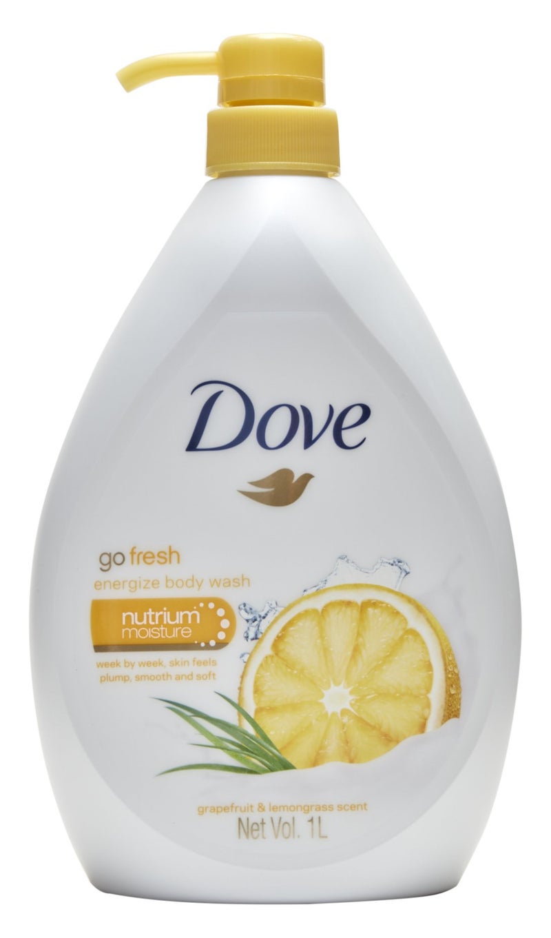 Dove Go Fresh Energize Body Wash, Grapefruit and Lemongrass Scent, 33.8 Ounce (1 Liter) International Version - Image 1
