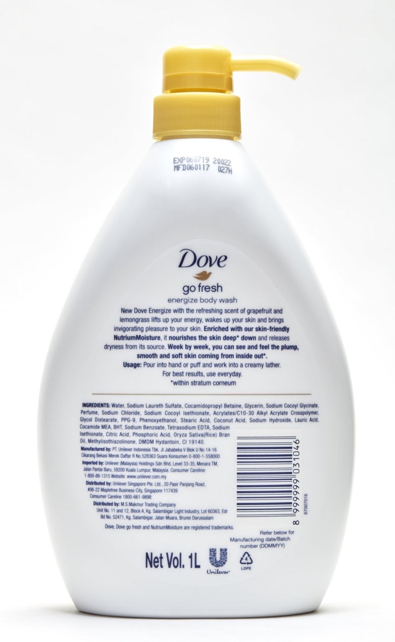 Dove Go Fresh Energize Body Wash, Grapefruit and Lemongrass Scent, 33.8 Ounce (1 Liter) International Version - Image 2