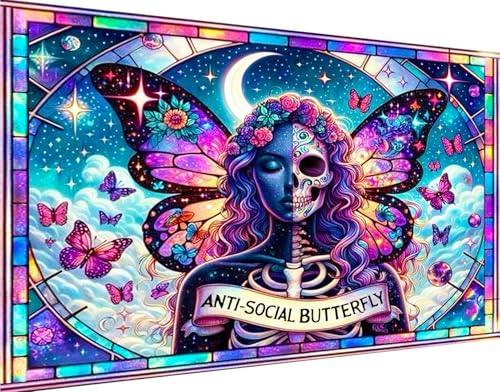 igoodom Large Diamond Painting Kit for Adults Skull Large Diamond Art Kit DIY Full Drill Round Big Halloween Diamond Painting Gem Art for Home Wall Decor Gift 275 X 157inch - Image 1