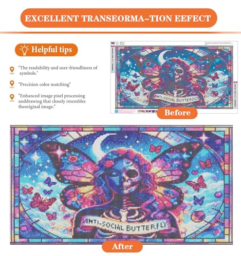 igoodom Large Diamond Painting Kit for Adults Skull Large Diamond Art Kit DIY Full Drill Round Big Halloween Diamond Painting Gem Art for Home Wall Decor Gift 275 X 157inch - Image 3