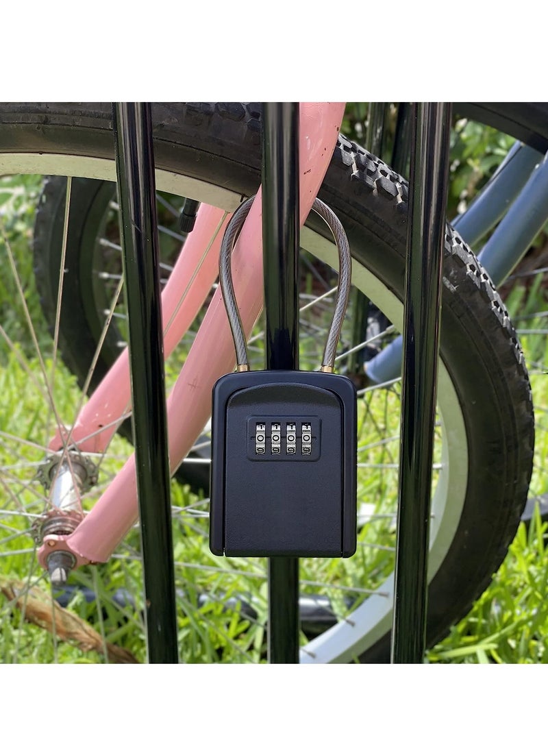 KASTWAVE - Key Lock Box Portable with Removable Cable Shackle, Indoor Outdoor Waterproof 4 Digit Password Combination with Resettable Code Switch Key Lockbox for Outside Hold Spare Keys for Realtors - Image 1