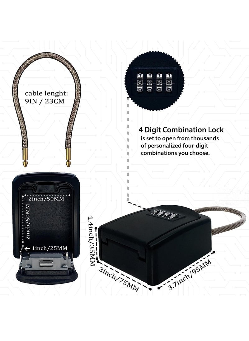 KASTWAVE - Key Lock Box Portable with Removable Cable Shackle, Indoor Outdoor Waterproof 4 Digit Password Combination with Resettable Code Switch Key Lockbox for Outside Hold Spare Keys for Realtors - Image 1