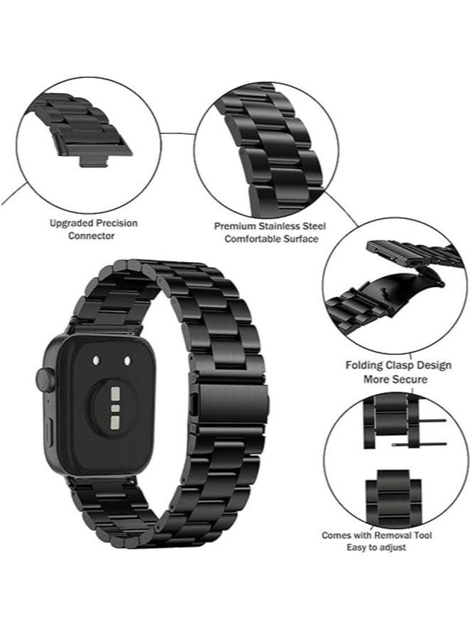 HL-Tech Straps Compatible with Huawei Watch Fit 3/Fit 4/Fit 4Pro Replacement Bands Metal Stainless Steel Business Wristband for Men Women Black - Image 2