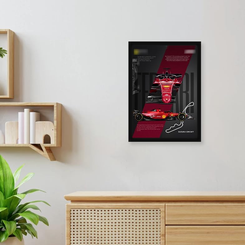 CodersParadise Ferrari F1 Racing Machine Poster Frame | Premium A4 Framed Wall Art for Bedroom, Office & Gaming Setup | Elite Motorsport Tribute Decor Featuring Suzuka Circuit Design - Image 1